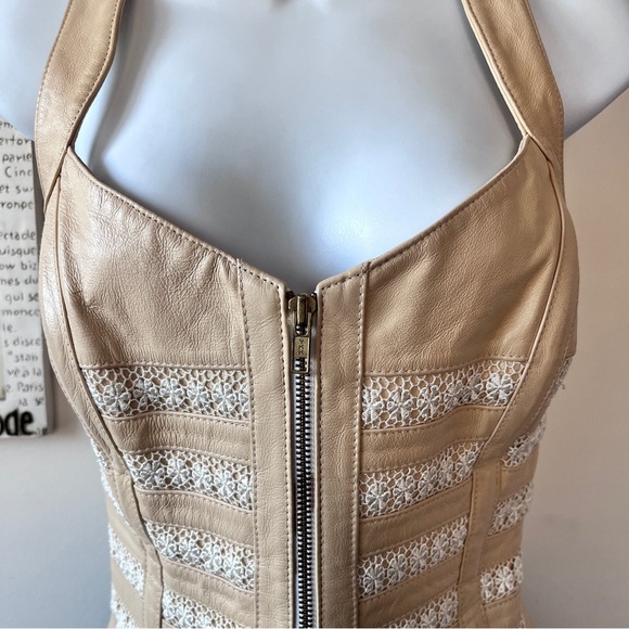 Vintage 90s SHAPE FX Women’s Whimsigoth Leather Bustier Corset Top Crochet Sz 10 - Picture 3 of 15